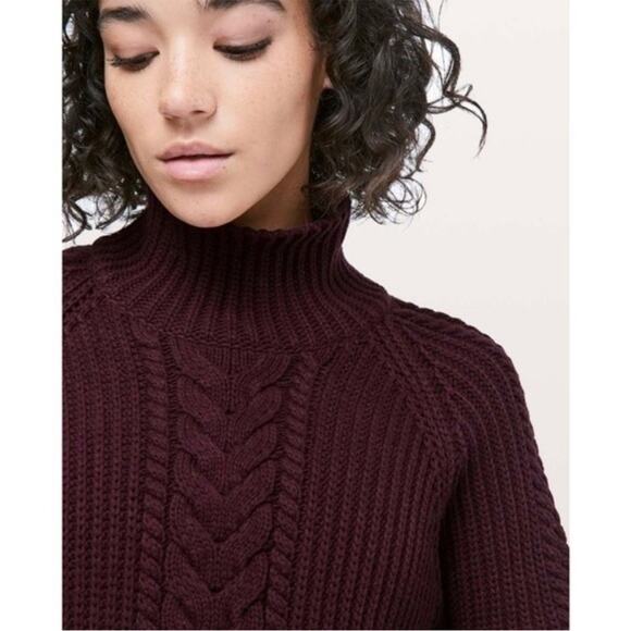 Lululemon Bring The Cozy Chunky Cable Knit Pullover Sweater 2 Dark Adobe - Picture 8 of 14